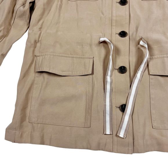 NWT Talbots Military Field Utility Jacket Drawcord Waist Shacket Tan Roll Tab XL - Picture 5 of 15